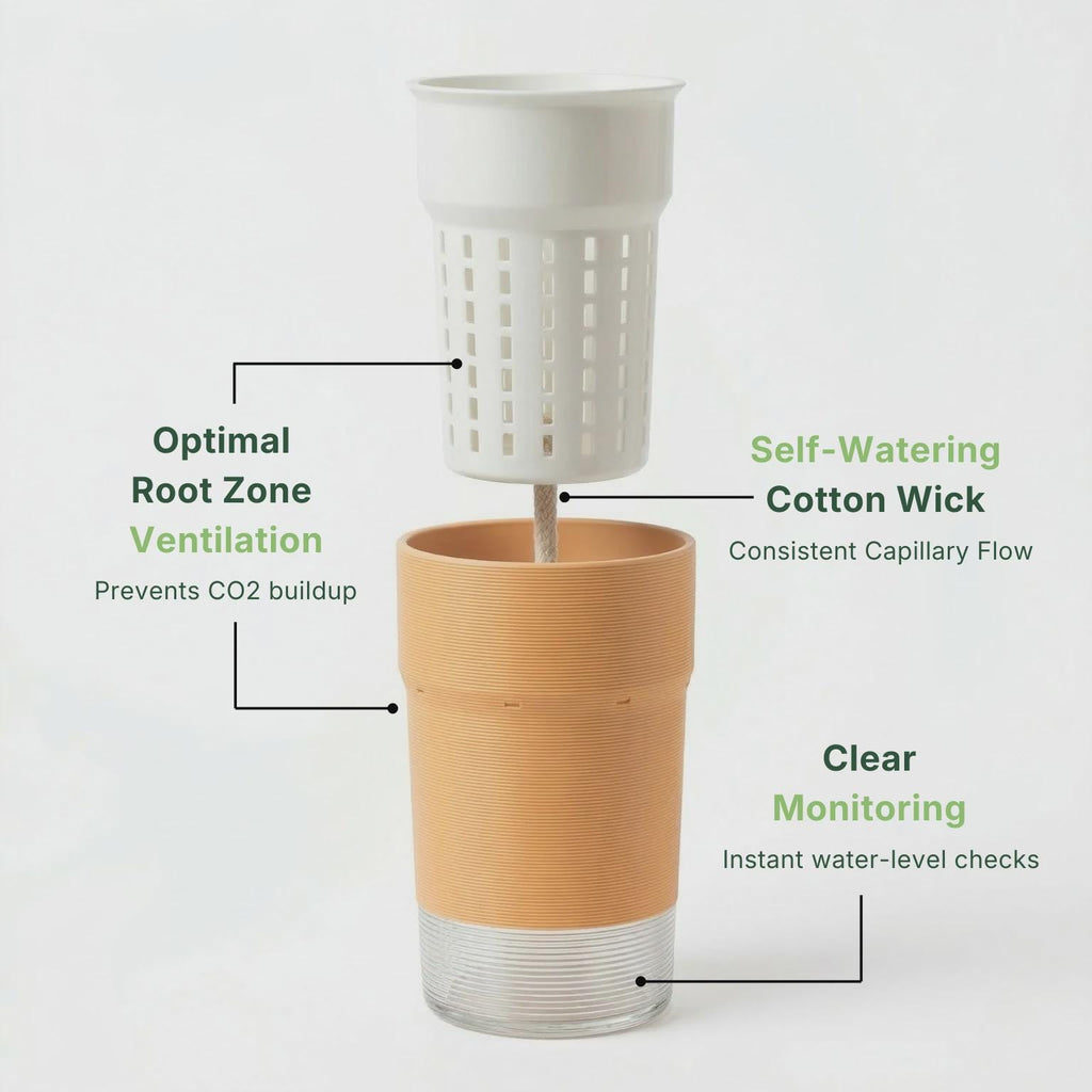 Self Watering Planter (8cm) with Inner Pot - Support-Free 3D Print File (3MF)