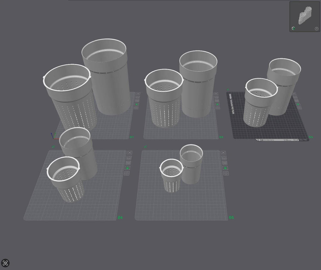 BUNDLE of Self Watering Planters (6-14cm) with Inner Pot - Support-Free 3D Print File (3MF)