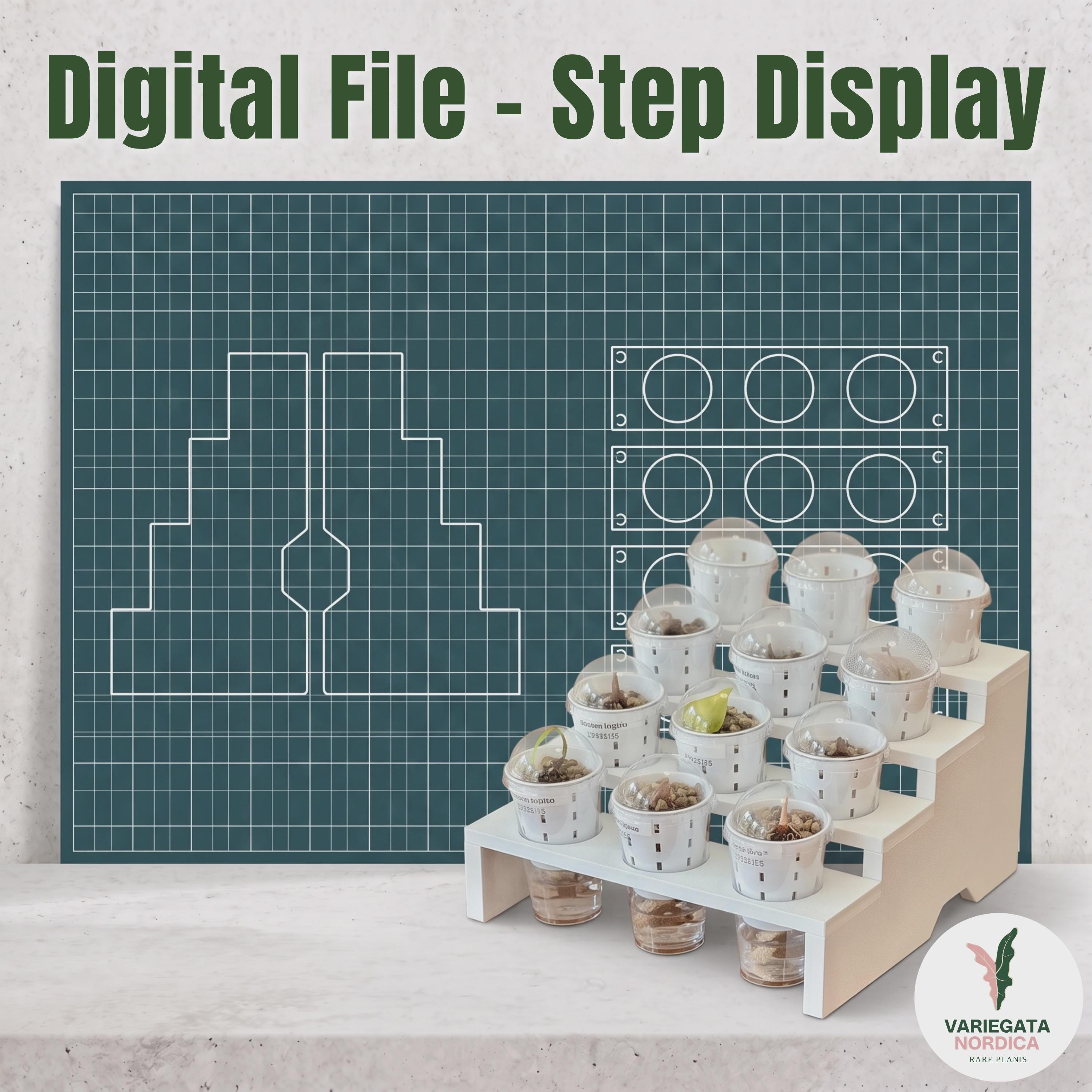 Mini Step Display Tray (4 levels for 12 pots) - Support-Free 3D Print File (3MF)