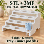 4-Tier Plant Tray STL File: 12-Pot Display, Support-Free 3D Print (Digital Download)